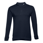 Long-sleeved cotton polo shirt, 210 g/m2, THC Bern navy-blue colour