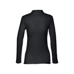 Long-sleeved cotton polo shirt for women, 210 g/m2 black colour second view