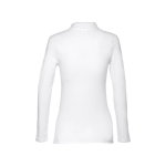 Long-sleeved cotton polo shirt for women, 210 g/m2 white colour second view