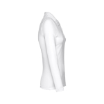 Long-sleeved cotton polo shirt for women, 210 g/m2 white colour third view