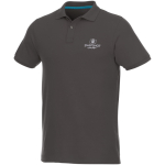 Organic cotton and recycled polyester polo shirt, 220 g/m², Elevate NXT taupe grey colour screen printing view