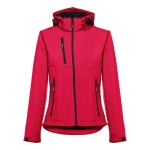 Women's polyester softshell jacket, 280 g/m2, THC Zagreb red colour