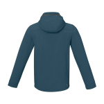 Waterproof polyester softshell jacket 300 g/m², Elevate Life cyan blue colour second rear view