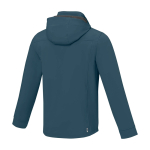 Waterproof polyester softshell jacket 300 g/m², Elevate Life cyan blue colour third rear view