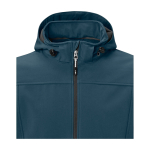 Waterproof polyester softshell jacket 300 g/m², Elevate Life cyan blue colour close-up view 1