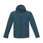 Waterproof polyester softshell jacket 300 g/m², Elevate Life cyan blue colour second front view