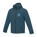 Waterproof polyester softshell jacket 300 g/m², Elevate Life cyan blue colour transfer printing view