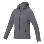 Women's hooded polyester softshell jacket 300 g/m², Elevate Life grey colour
