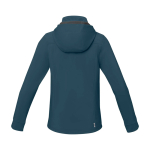 Women's hooded polyester softshell jacket 300 g/m², Elevate Life cyan blue colour second rear view