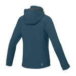 Women's hooded polyester softshell jacket 300 g/m², Elevate Life cyan blue colour third rear view