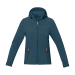 Women's hooded polyester softshell jacket 300 g/m², Elevate Life cyan blue colour second front view