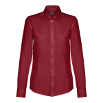 Women's cotton and polyester fitted shirt, 130 g/m2 burgundy colour first view