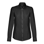 Women's cotton and polyester fitted shirt, 130 g/m2 black colour first view