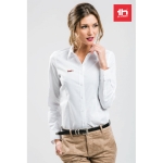 Women's cotton and polyester fitted shirt, 130 g/m2 white colour still life view