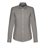 Women's cotton and polyester fitted shirt, 130 g/m2 dark grey colour first view