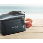 Cooler bag, recycled plastic. Holds 6 cans for promotions blue colour main ambient view