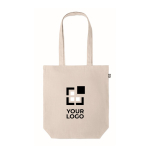 Printed hemp shopping bag with bottom gusset, 200 g/m2 beige colour view with print area