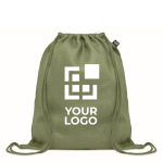 Eco-friendly drawstring bag in hemp for a eco look, 200 g/m2 green colour view with print area