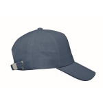 Branded cap with 5 panels and brass buckle blue colour third view