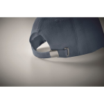 Branded cap with 5 panels and brass buckle blue colour fourth photographic view