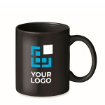 Economical ceramic coffee mug, 300 ml black colour view with print area