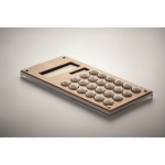 8-digit dual calculator in a sustainable bamboo design wood colour fourth photographic view