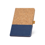 Sustainable lined A5 notebook with cork blue colour