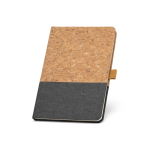 Sustainable lined A5 notebook with cork dark grey colour