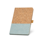 Sustainable lined A5 notebook with cork light blue colour