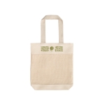 Net bag in natural tone with handles, 180 g/m2, Market Cotton natural colour image with logo 2