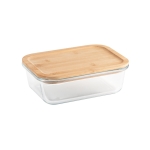 Glass food storage box with bamboo lid, 1 L transparent colour