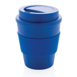 Recyclable plastic mug with lid, 350 ml blue colour