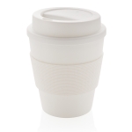 Recyclable plastic mug with lid, 350 ml white colour