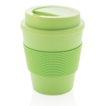 Recyclable plastic mug with lid, 350 ml light-green colour