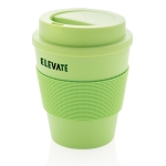 Recyclable plastic mug with lid, 350 ml light-green colour