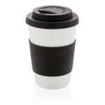 Microwave-safe plastic cups for promotions, 270 ml black colour