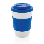 Microwave-safe plastic cups for promotions, 270 ml blue colour