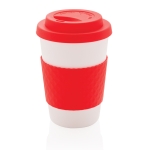 Microwave-safe plastic cups for promotions, 270 ml red colour