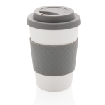 Microwave-safe plastic cups for promotions, 270 ml grey colour