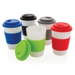 Microwave-safe plastic cups for promotions, 270 ml grey colour