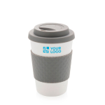 Microwave-safe plastic cups for promotions, 270 ml grey colour