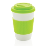 Microwave-safe plastic cups for promotions, 270 ml green colour