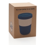 Large sustainable PLA takeaway cup, 380 ml blue colour