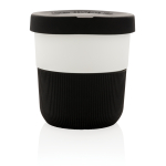 Eco takeaway cups with logo, grip and lid, 280 ml black colour second view