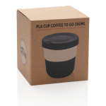 Eco takeaway cups with logo, grip and lid, 280 ml black colour second view with box