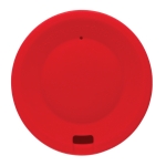 Eco takeaway cups with logo, grip and lid, 280 ml red colour