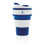 Branded foldable silicone mugs, 350 ml blue colour