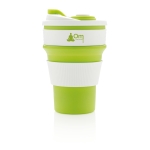 Branded foldable silicone mugs, 350 ml green colour