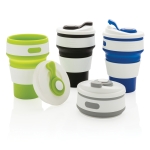 Branded foldable silicone mugs, 350 ml green colour