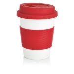 Biodegradable takeaway mug, dishwasher-safe, 350 ml red colour